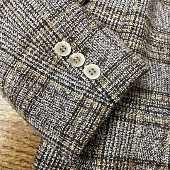 ZOW ZOW Blazer Women’s M Double Breasted Brown Plaid Tweed Peak Academia Jacket - Picture 7 of 14